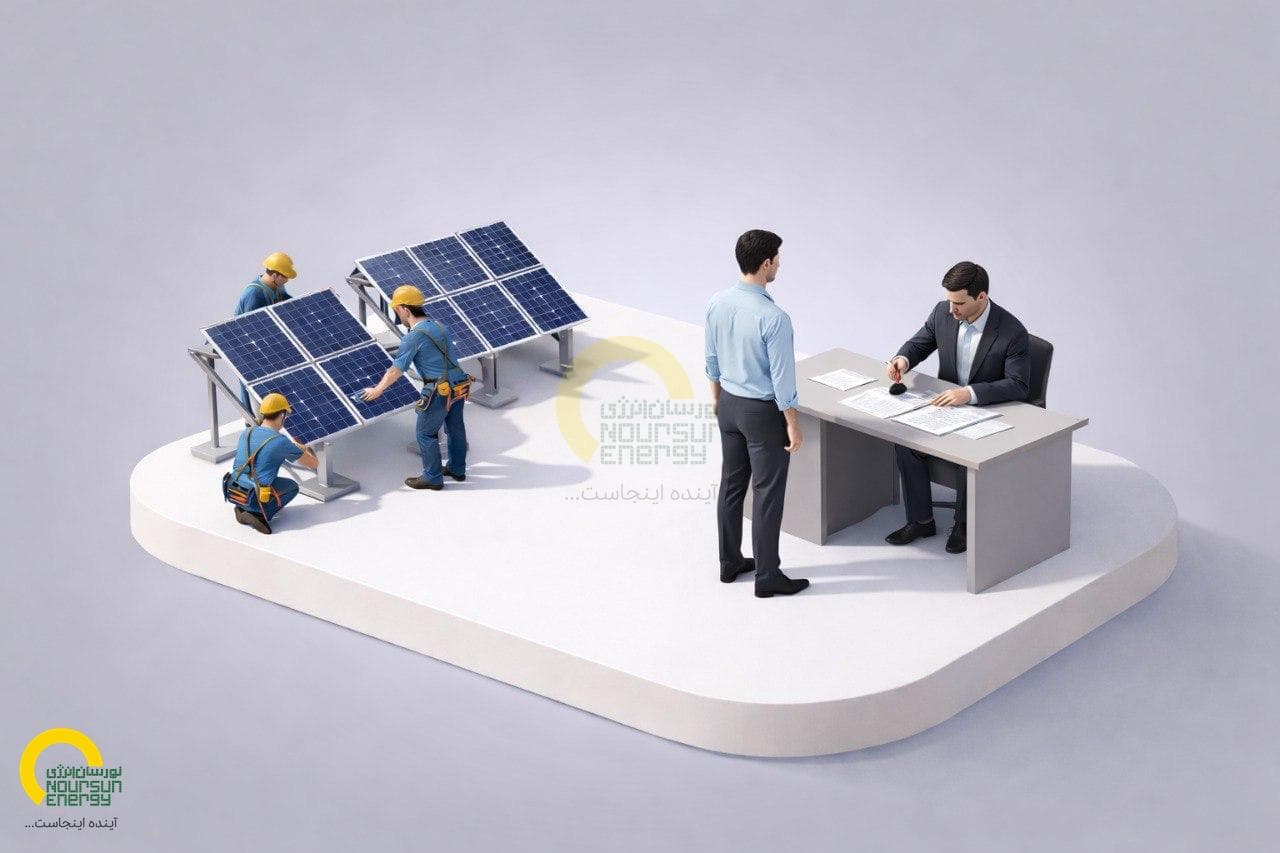Solar panels in desert landscape