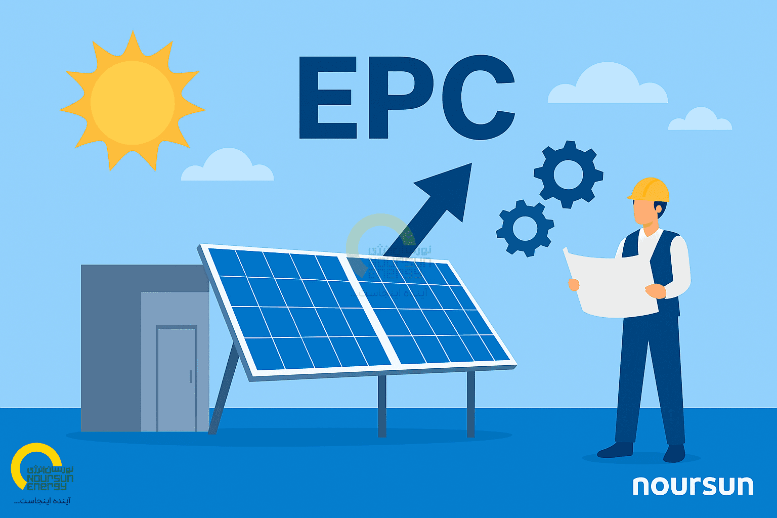 Solar panels in desert landscape