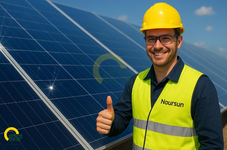 Solar panels in desert landscape