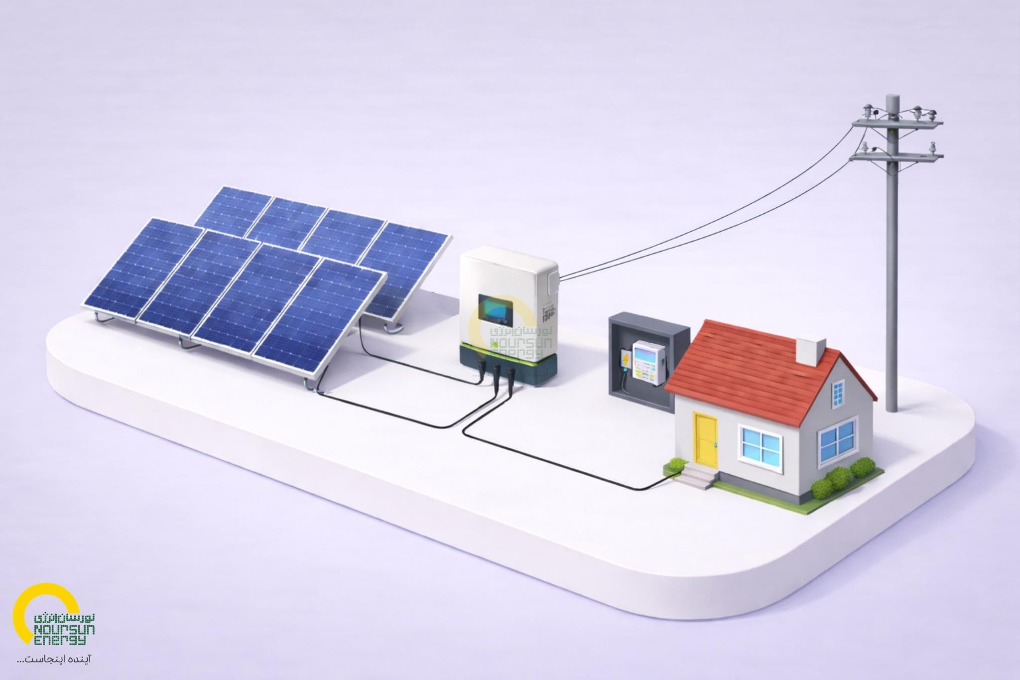 Solar panels in desert landscape