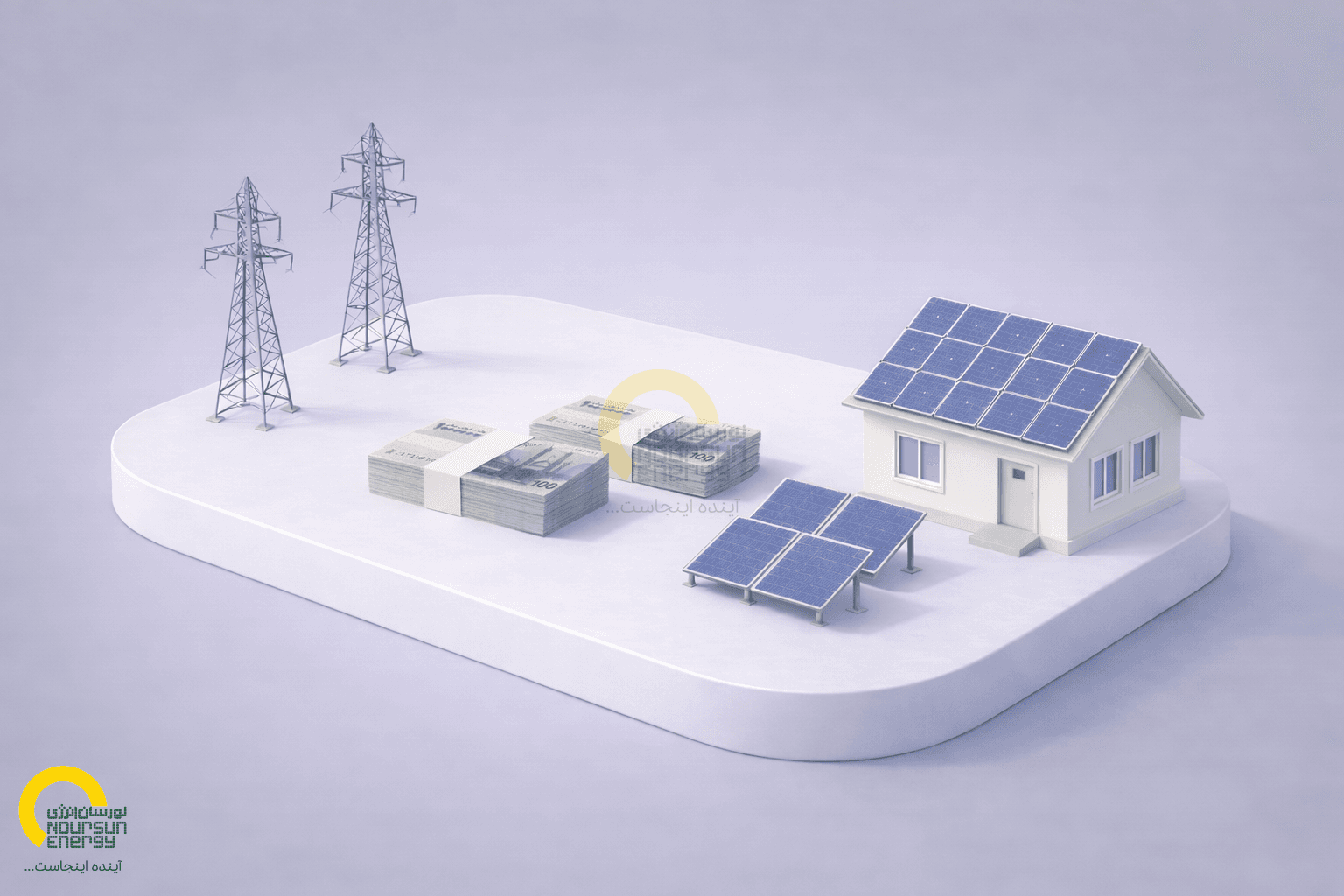 Solar panels in desert landscape