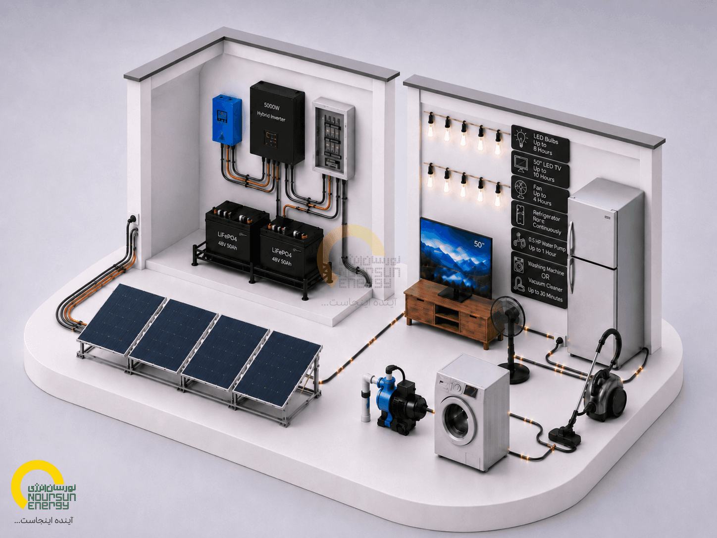 Solar panels in desert landscape