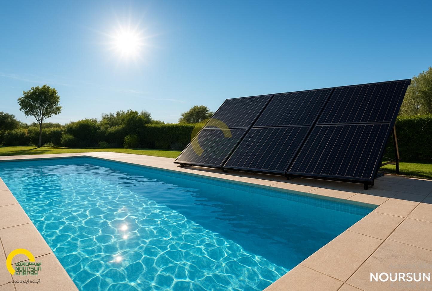Solar panels in desert landscape