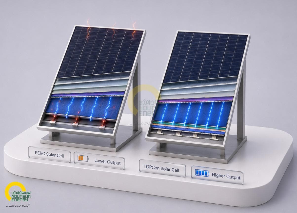 Solar panels in desert landscape