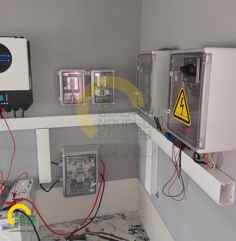 Solar panels in desert landscape