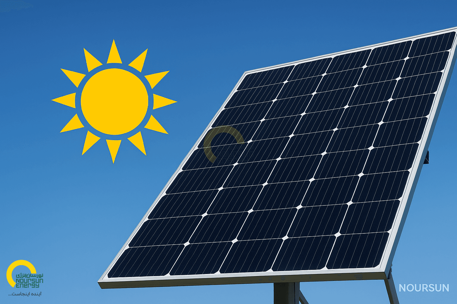 Solar panels in desert landscape